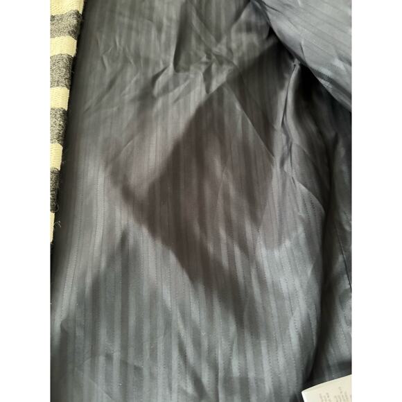 Maje Goelette Charcoal & Off White Striped Woven Coat size small - Picture 10 of 16